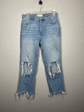 We The Free People Distressed Blown Knee Crop Jeans